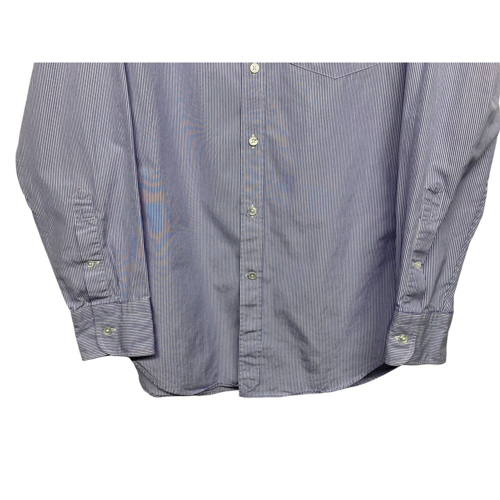 J. Crew Thomas Mason Men's size S (14-14.5) Blue Striped Button Up Shirt L/S - Picture 5 of 7
